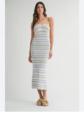 Mable Crocheted Halter Midi Dress Sz Lg New with Tags